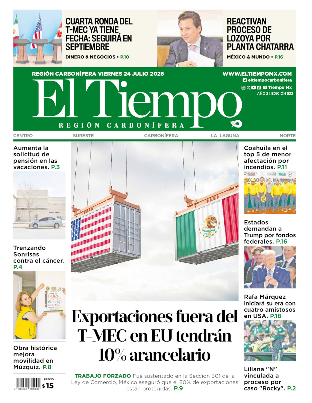 Edición impresa de El Tiempo Región Carbonífera