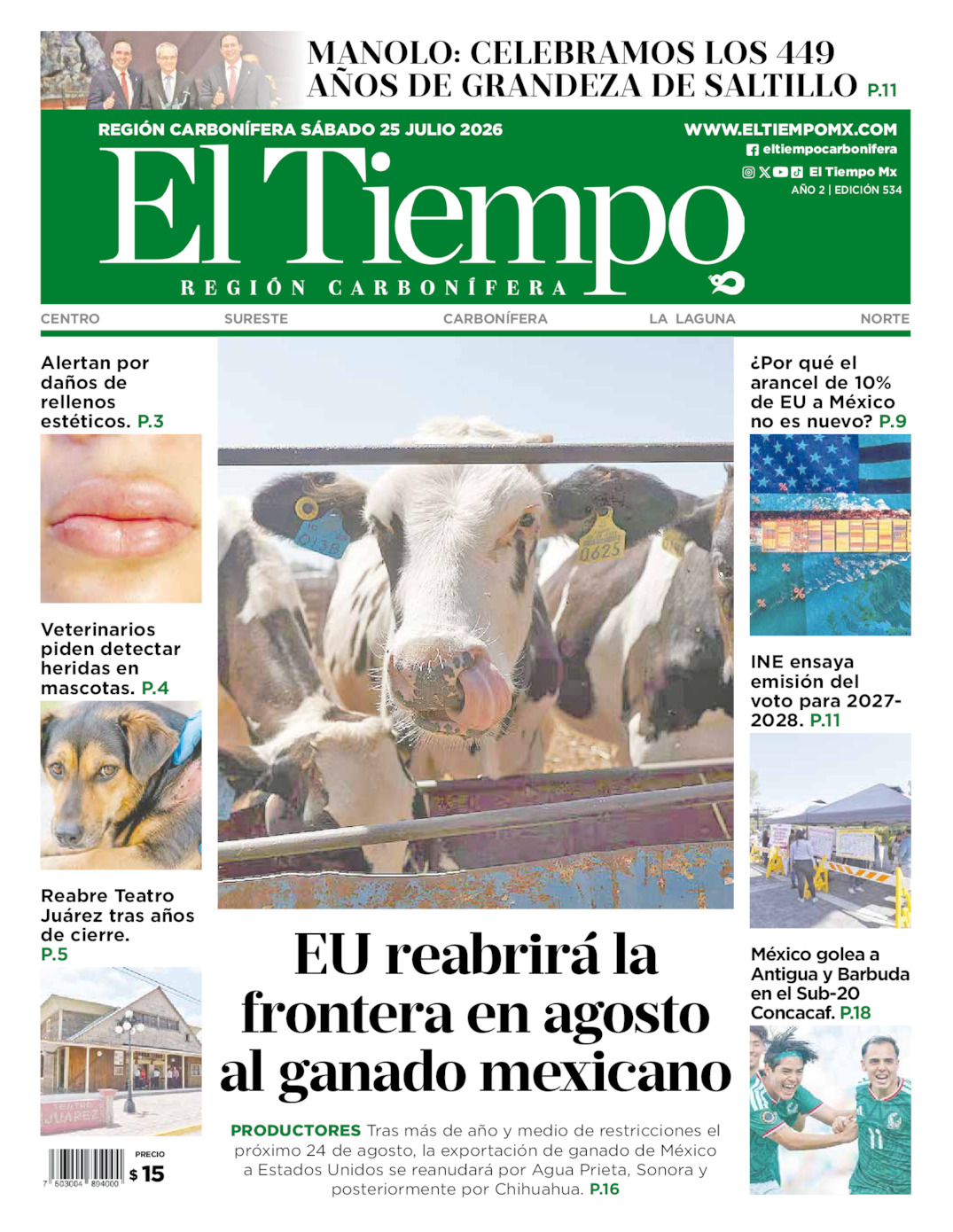 Edición impresa de El Tiempo Región Carbonífera