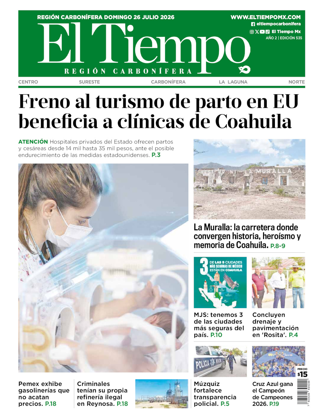 Edición impresa de El Tiempo Región Carbonífera
