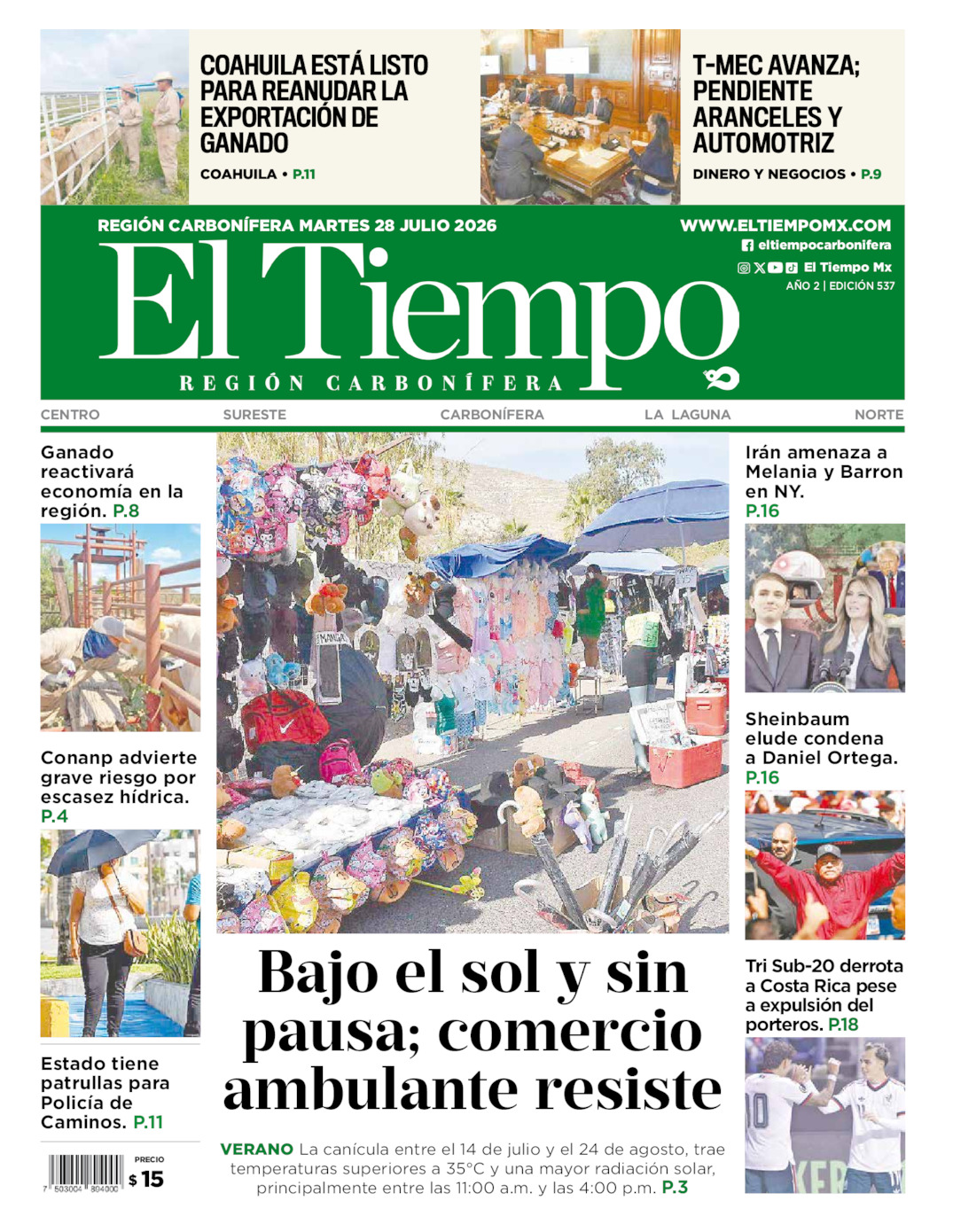 Edición impresa de El Tiempo Región Carbonífera