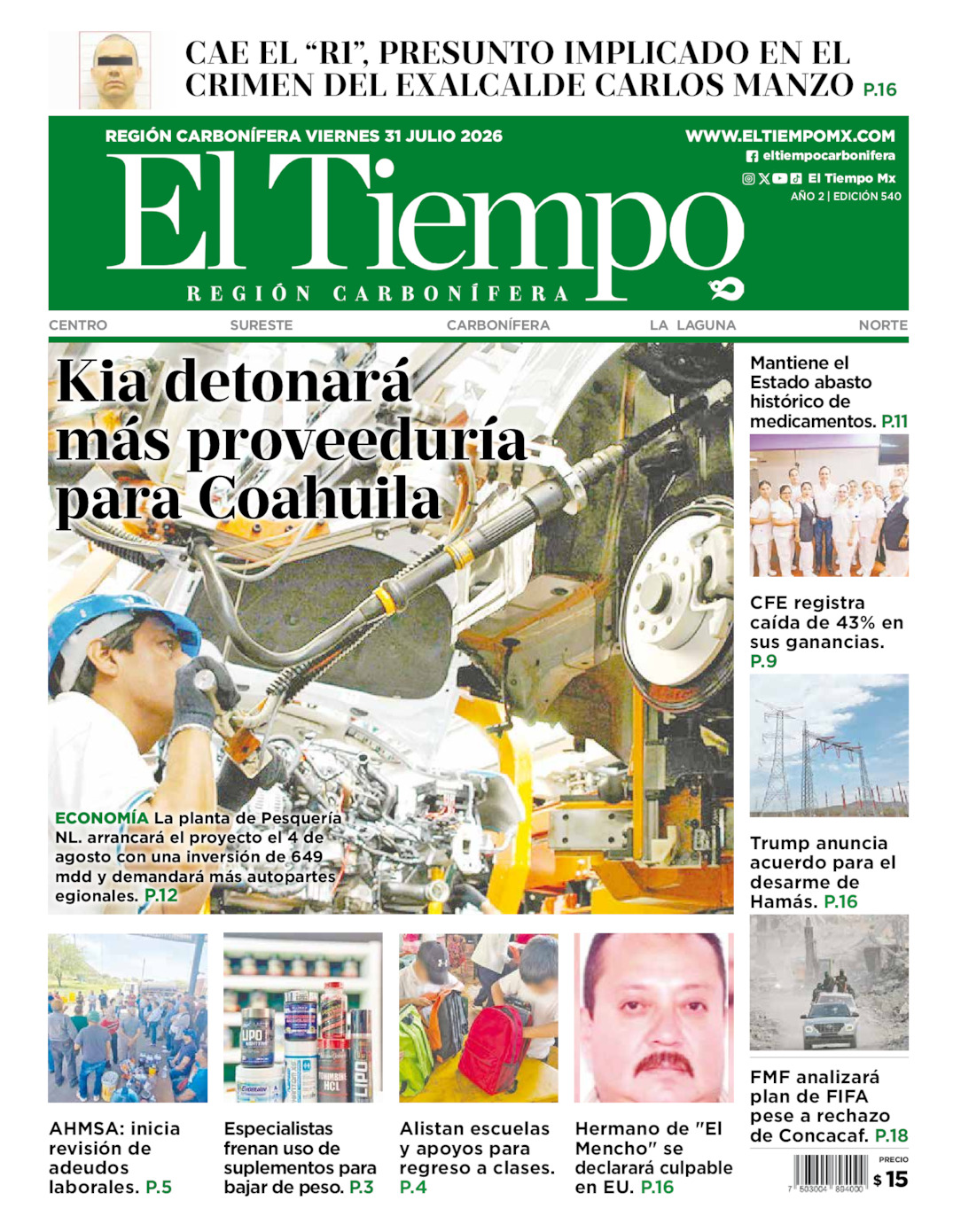 Edición impresa de El Tiempo Región Carbonífera