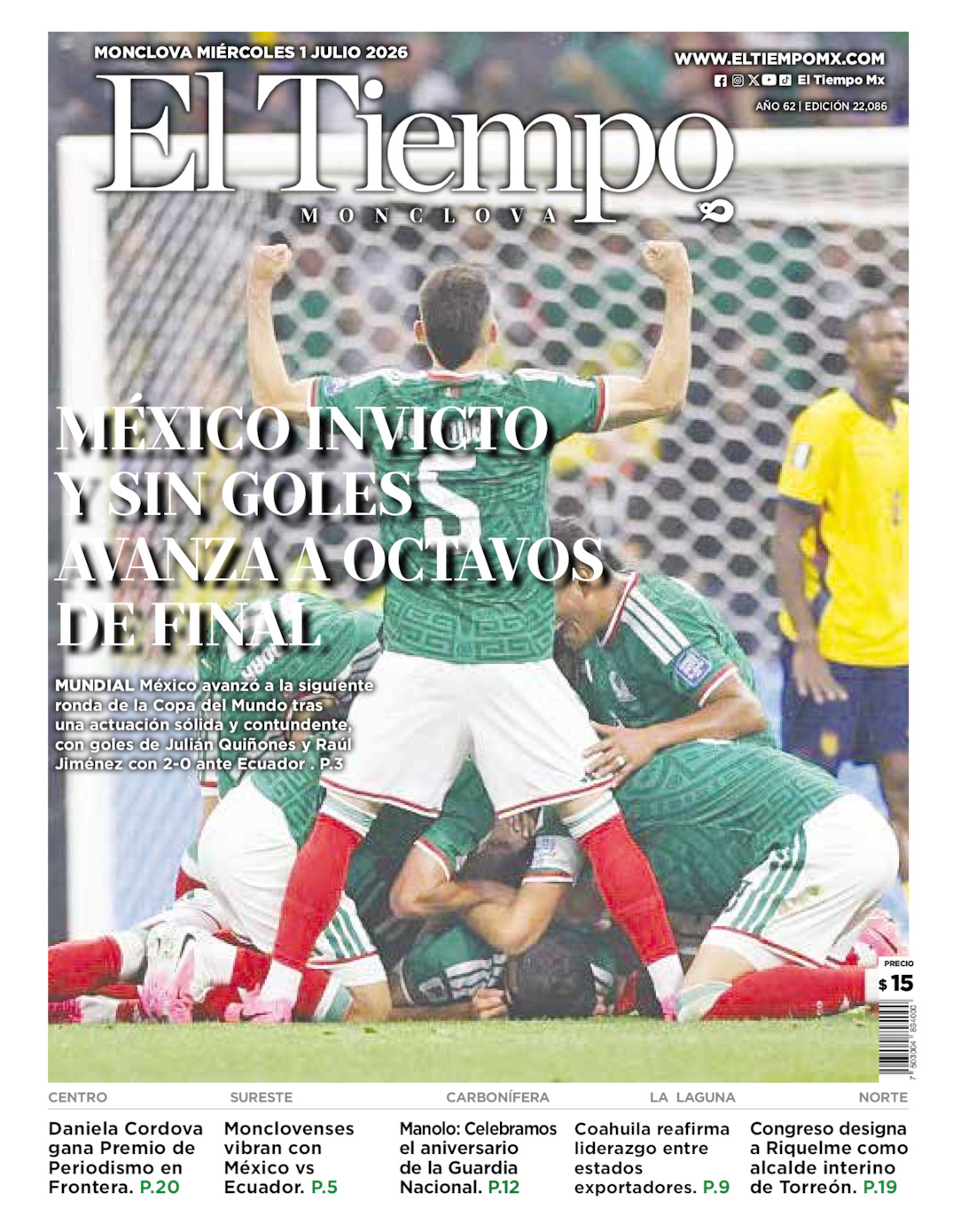 Edición impresa de El Tiempo Monclova