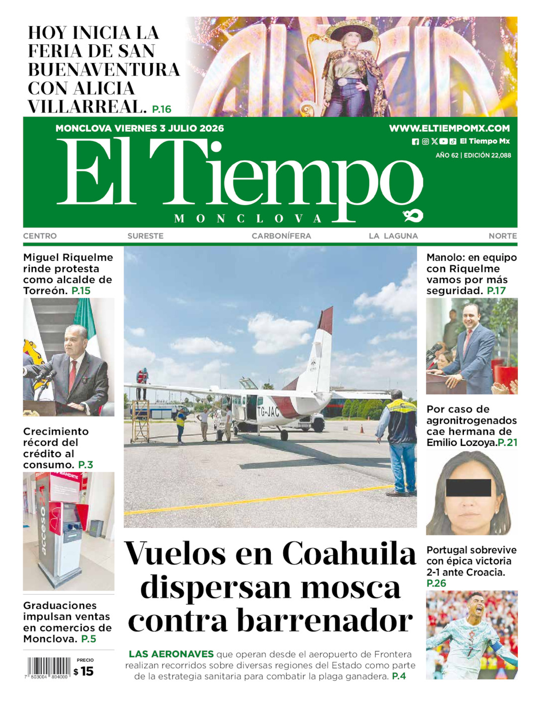 Edición impresa de El Tiempo Monclova