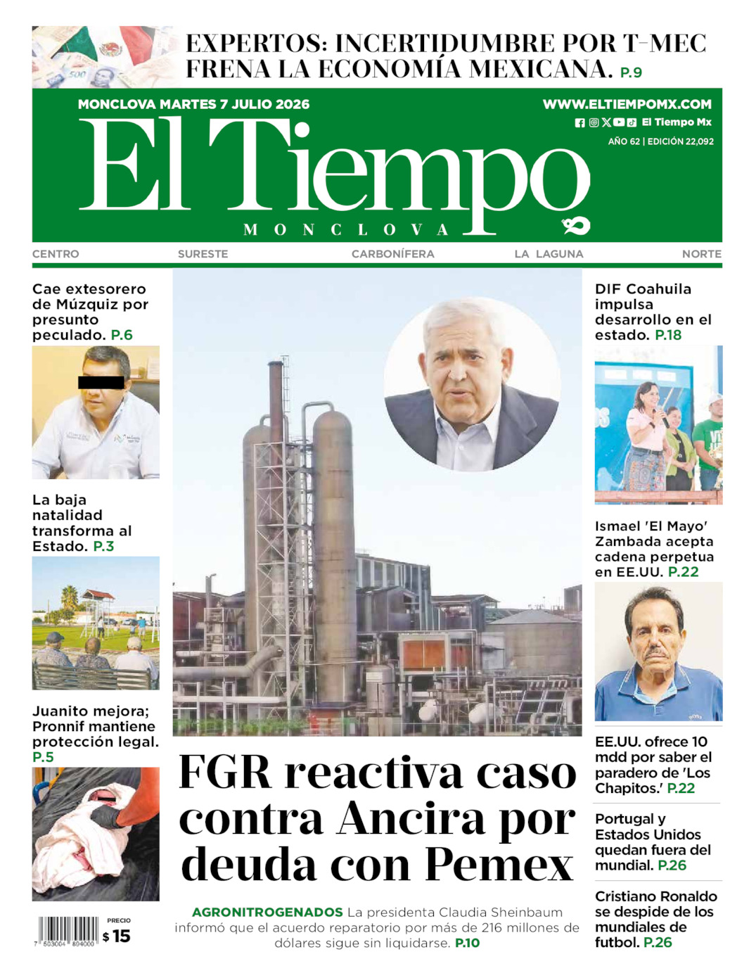 Edición impresa de El Tiempo Monclova