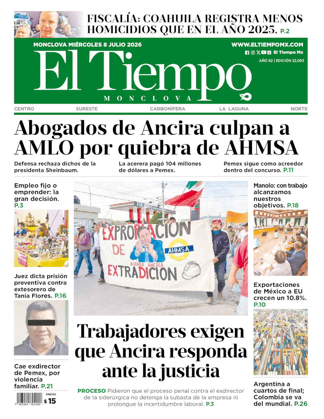 Edición impresa de El Tiempo Monclova
