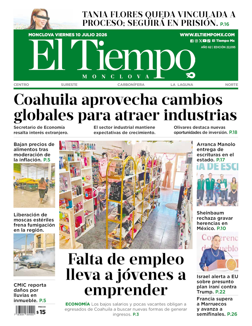Edición impresa de El Tiempo Monclova