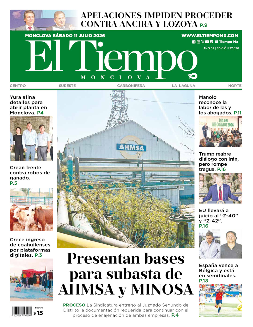 Edición impresa de El Tiempo Monclova