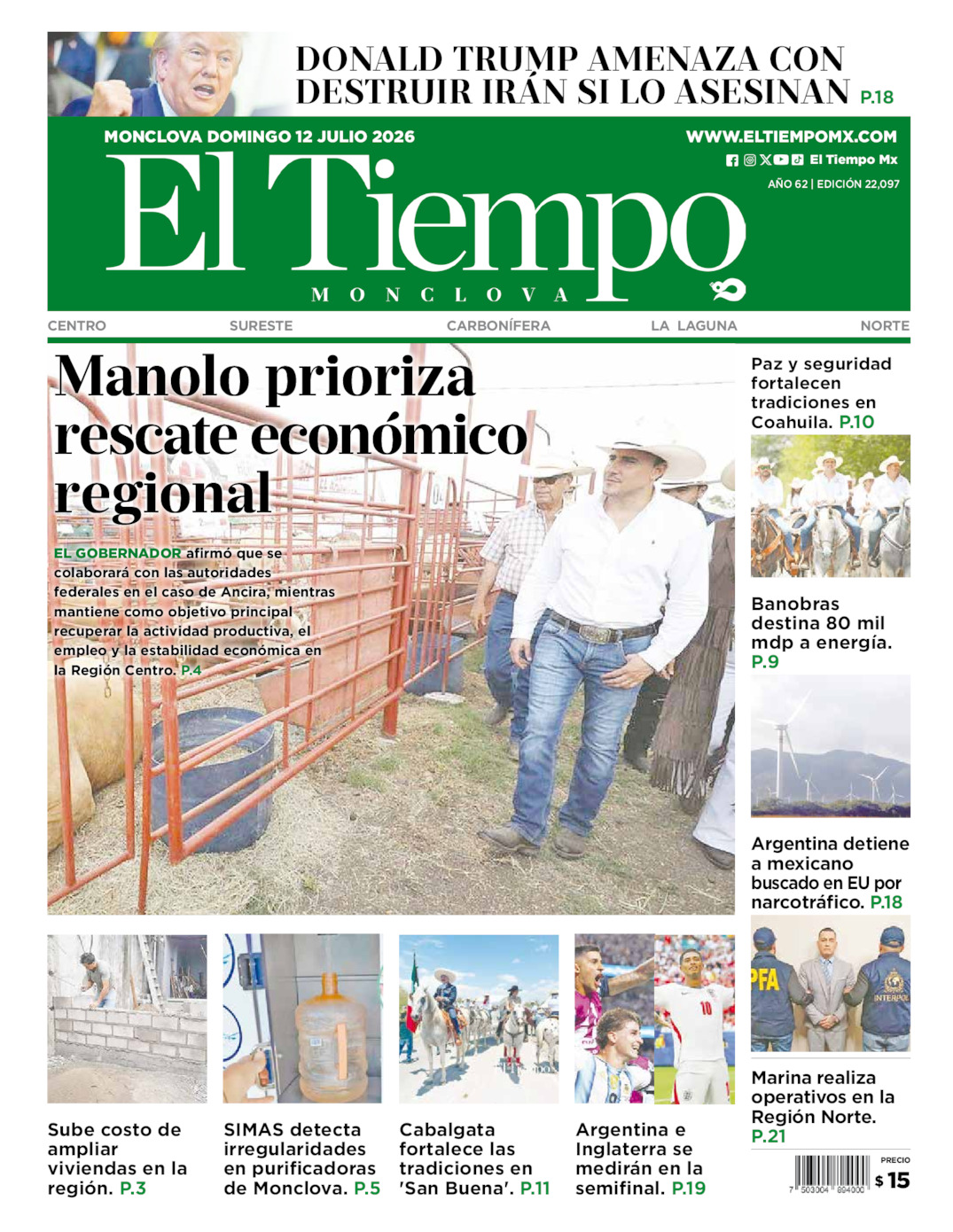 Edición impresa de El Tiempo Monclova