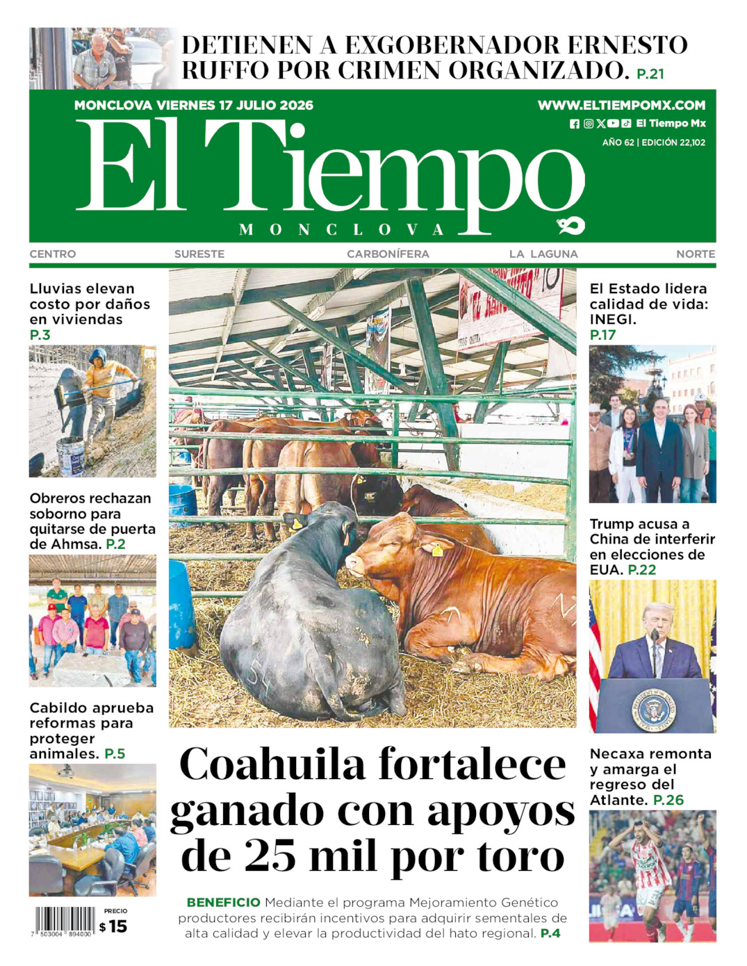 Edición impresa de El Tiempo Monclova