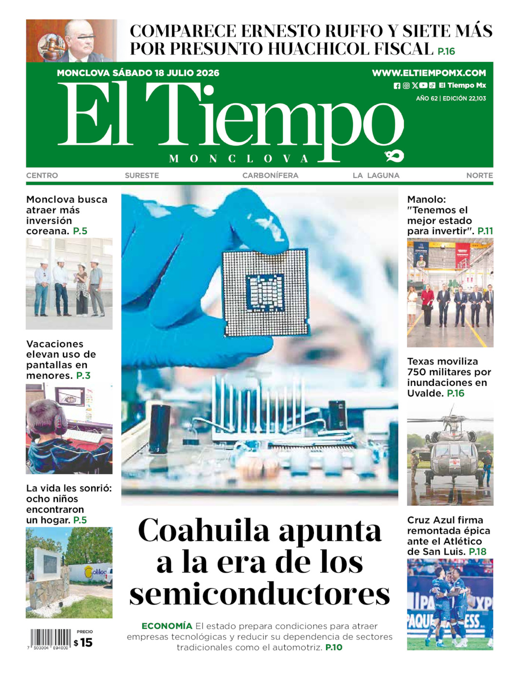Edición impresa de El Tiempo Monclova
