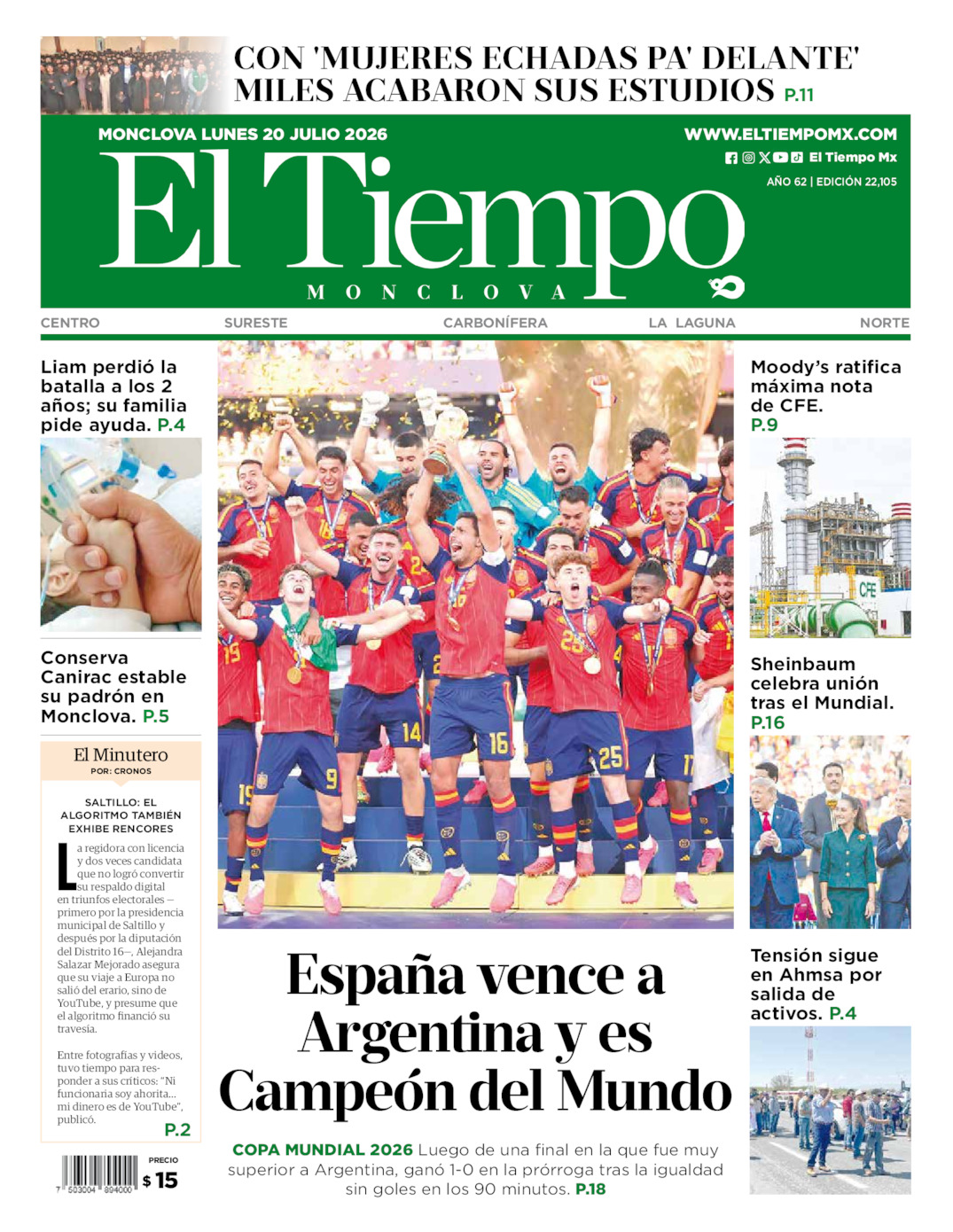 Edición impresa de El Tiempo Monclova