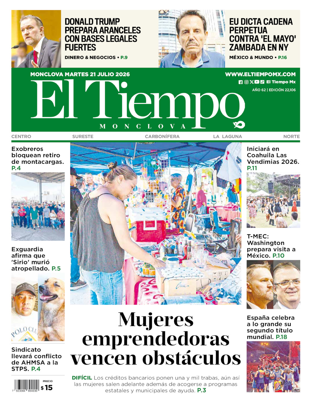 Edición impresa de El Tiempo Monclova