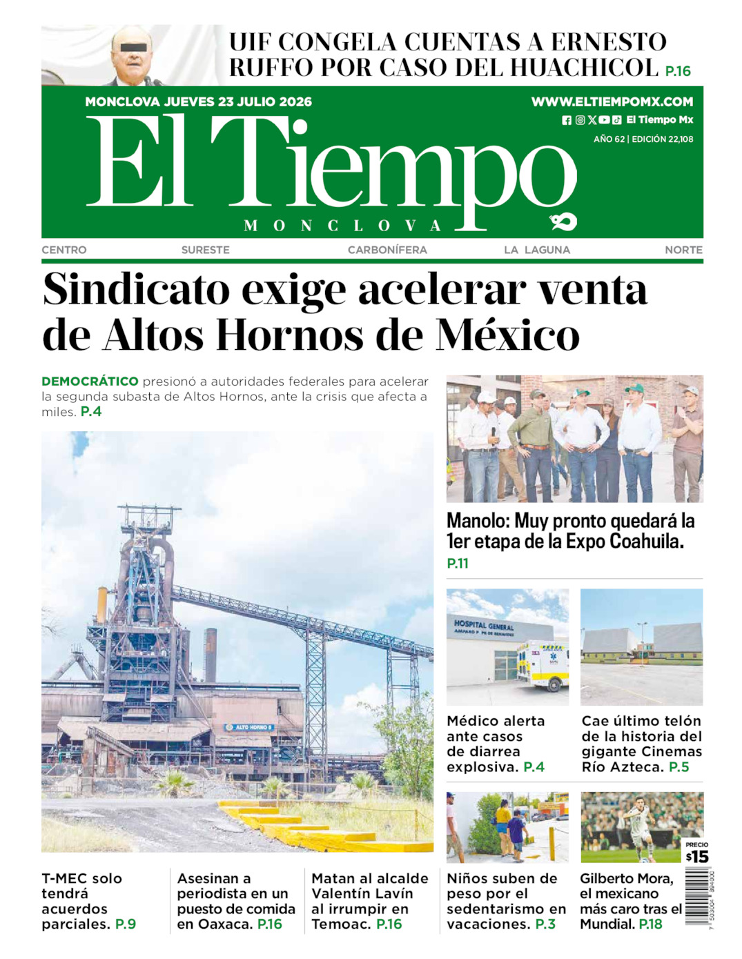 Edición impresa de El Tiempo Monclova