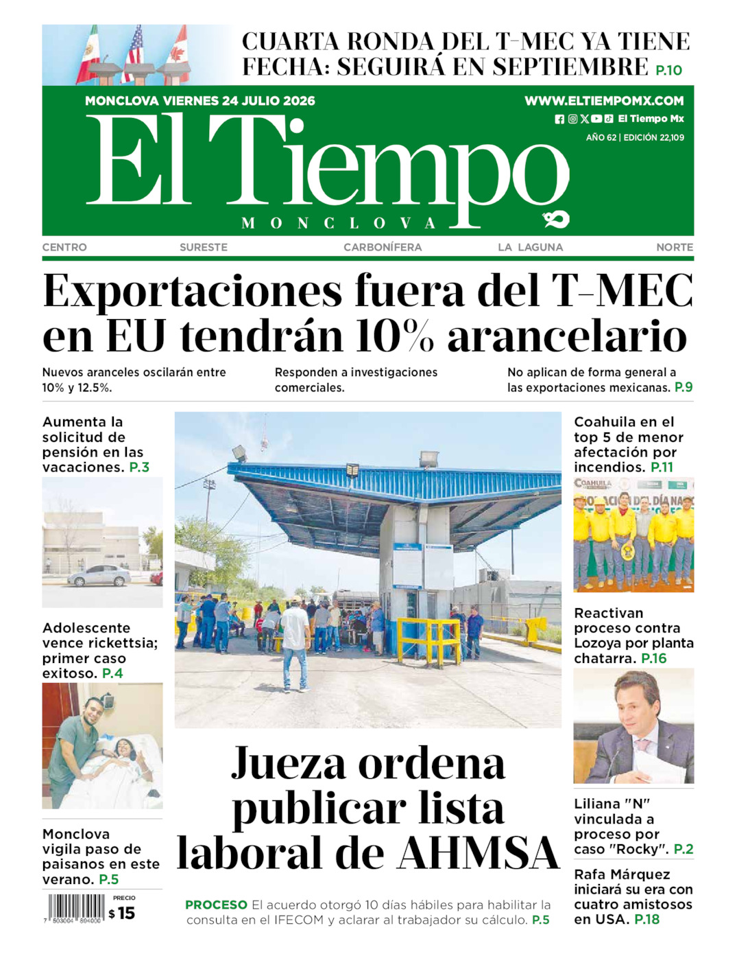 Edición impresa de El Tiempo Monclova