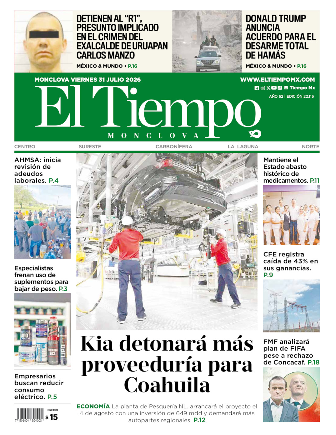 Edición impresa de El Tiempo Monclova