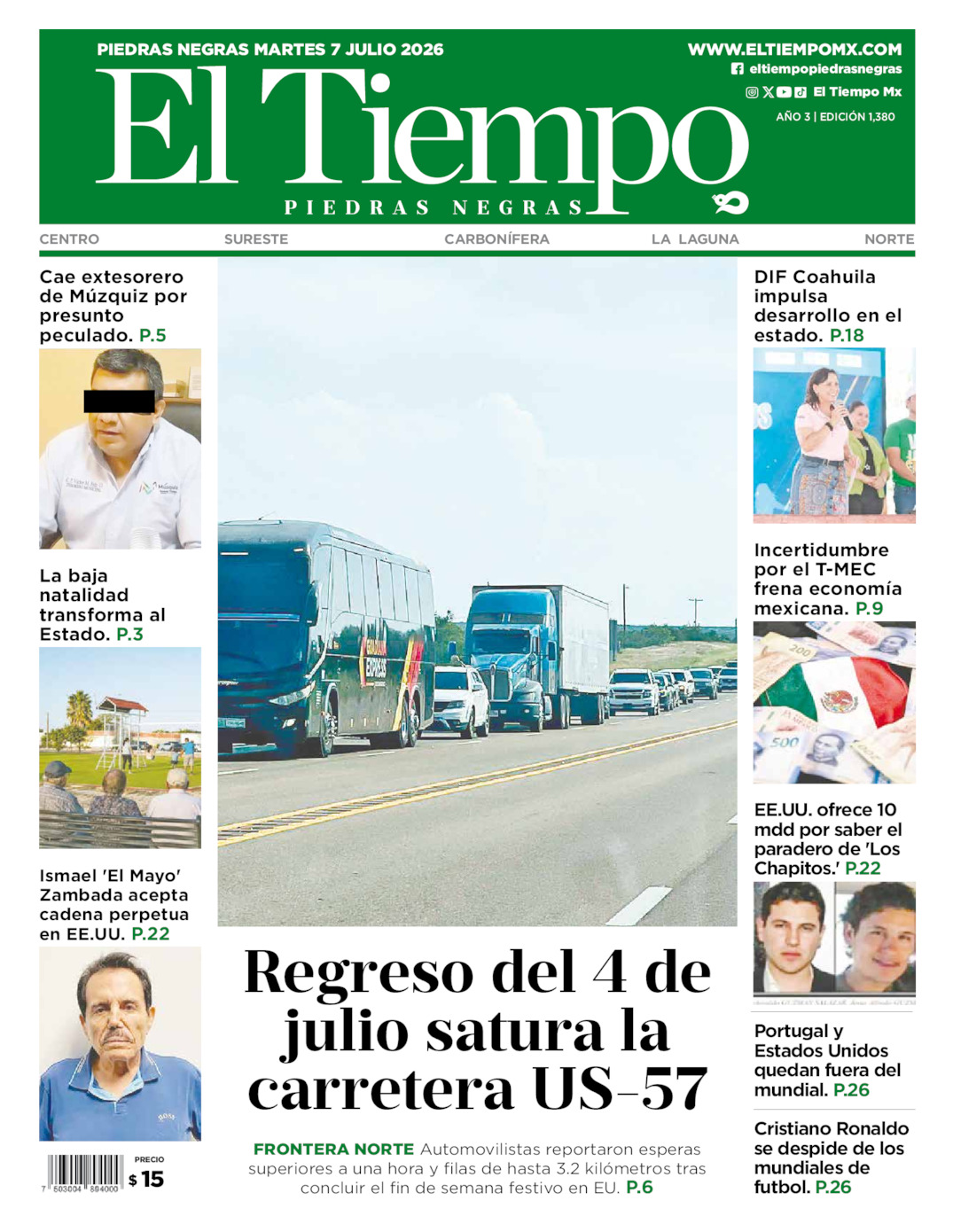 Edición impresa de El Tiempo Piedras Negras