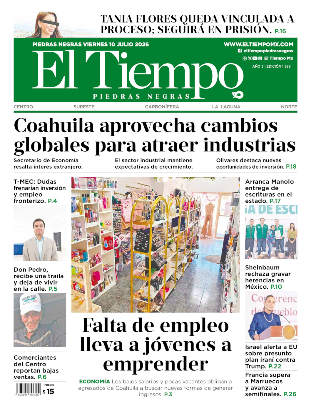 Edición impresa de El Tiempo Piedras Negras