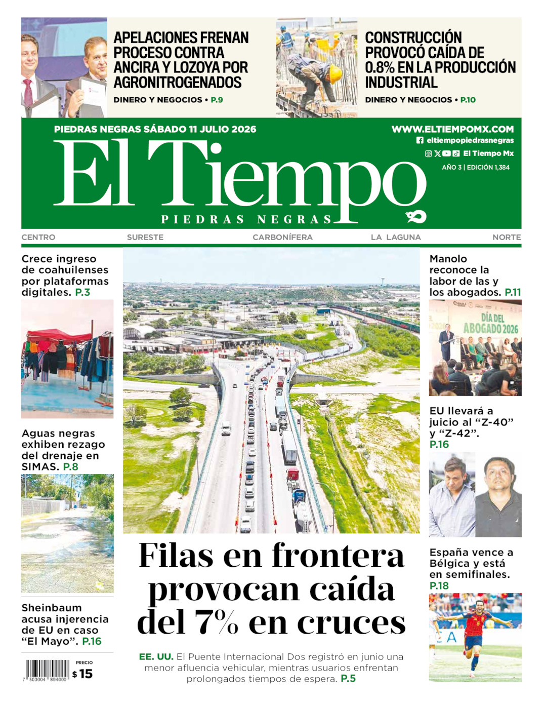 Edición impresa de El Tiempo Piedras Negras