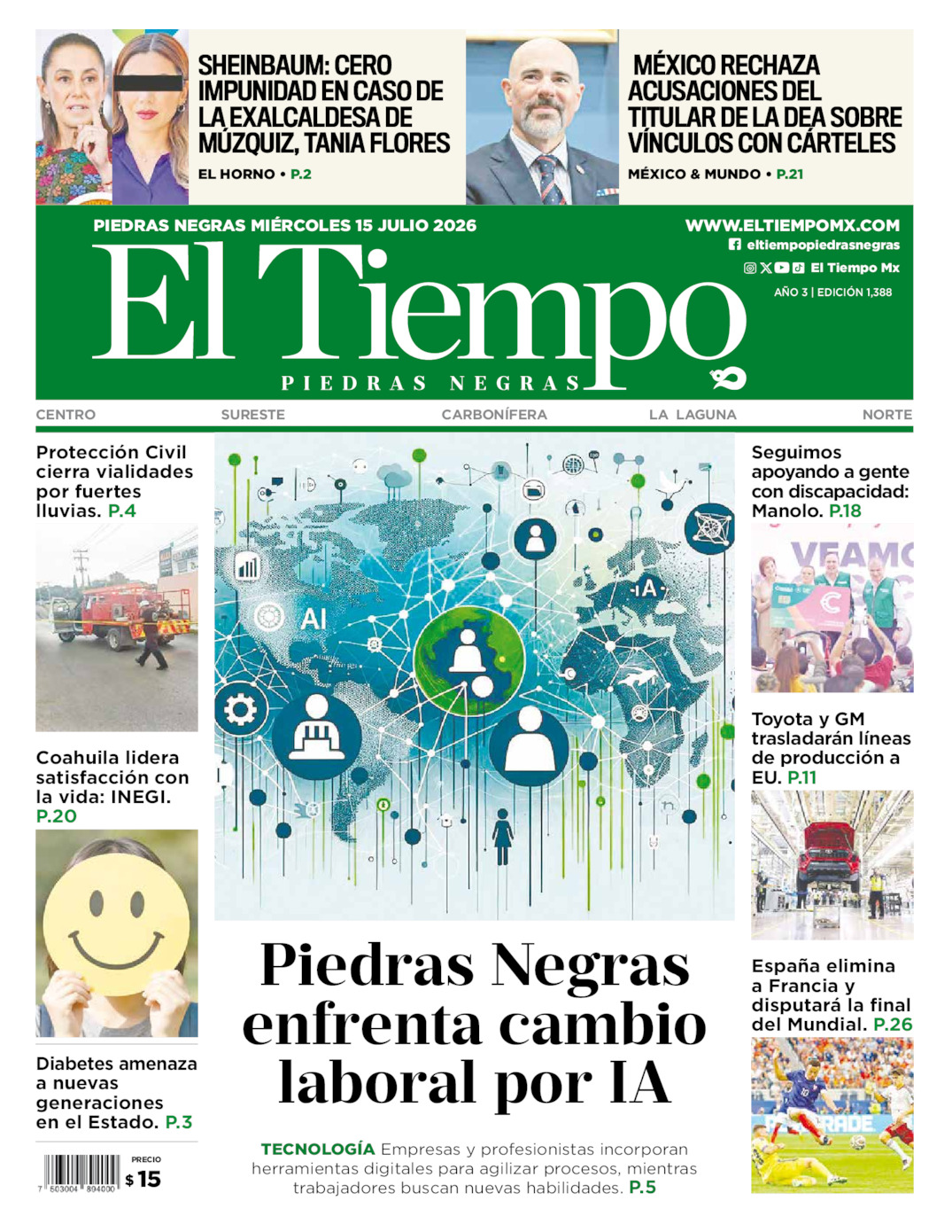 Edición impresa de El Tiempo Piedras Negras