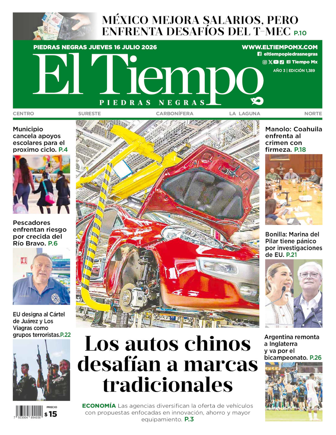 Edición impresa de El Tiempo Piedras Negras