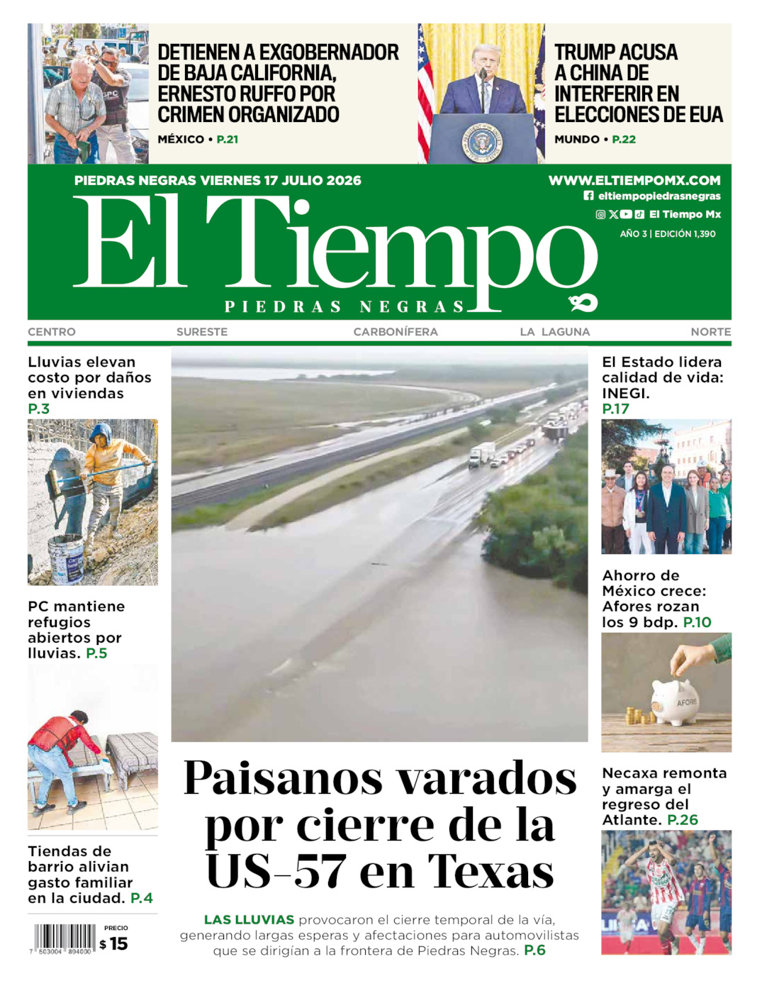 Edición impresa de El Tiempo Piedras Negras