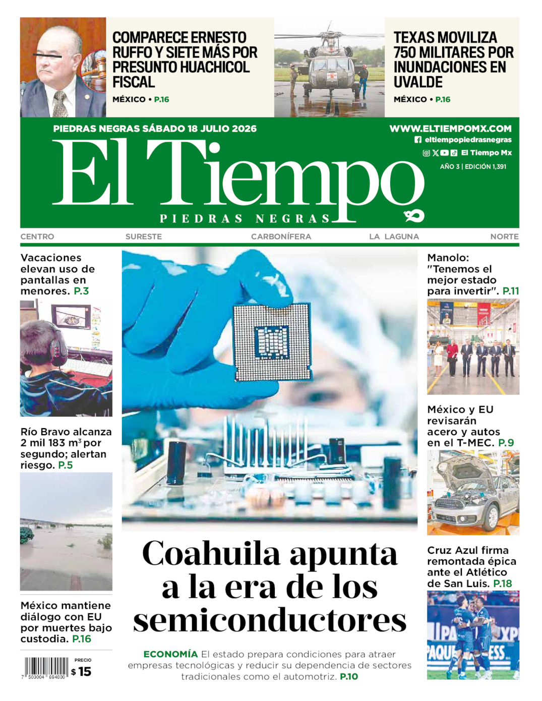 Edición impresa de El Tiempo Piedras Negras