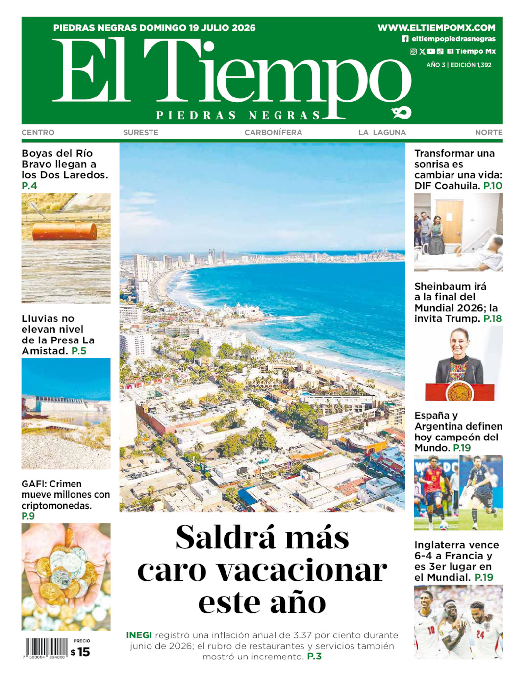 Edición impresa de El Tiempo Piedras Negras