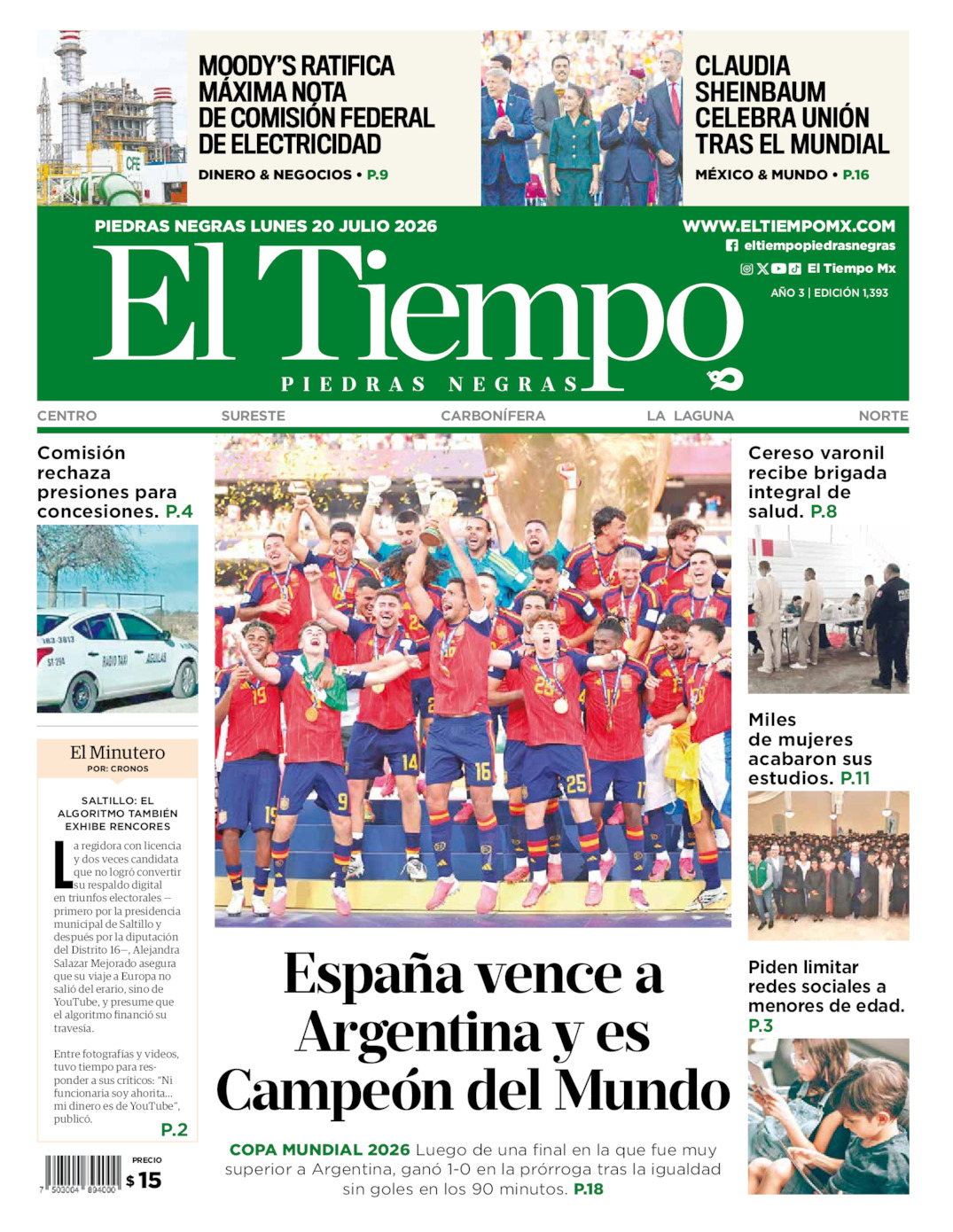 Edición impresa de El Tiempo Piedras Negras