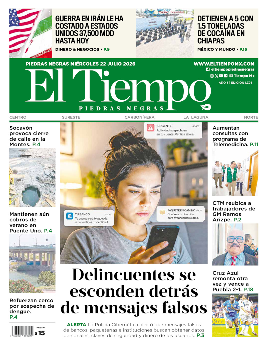 Edición impresa de El Tiempo Piedras Negras