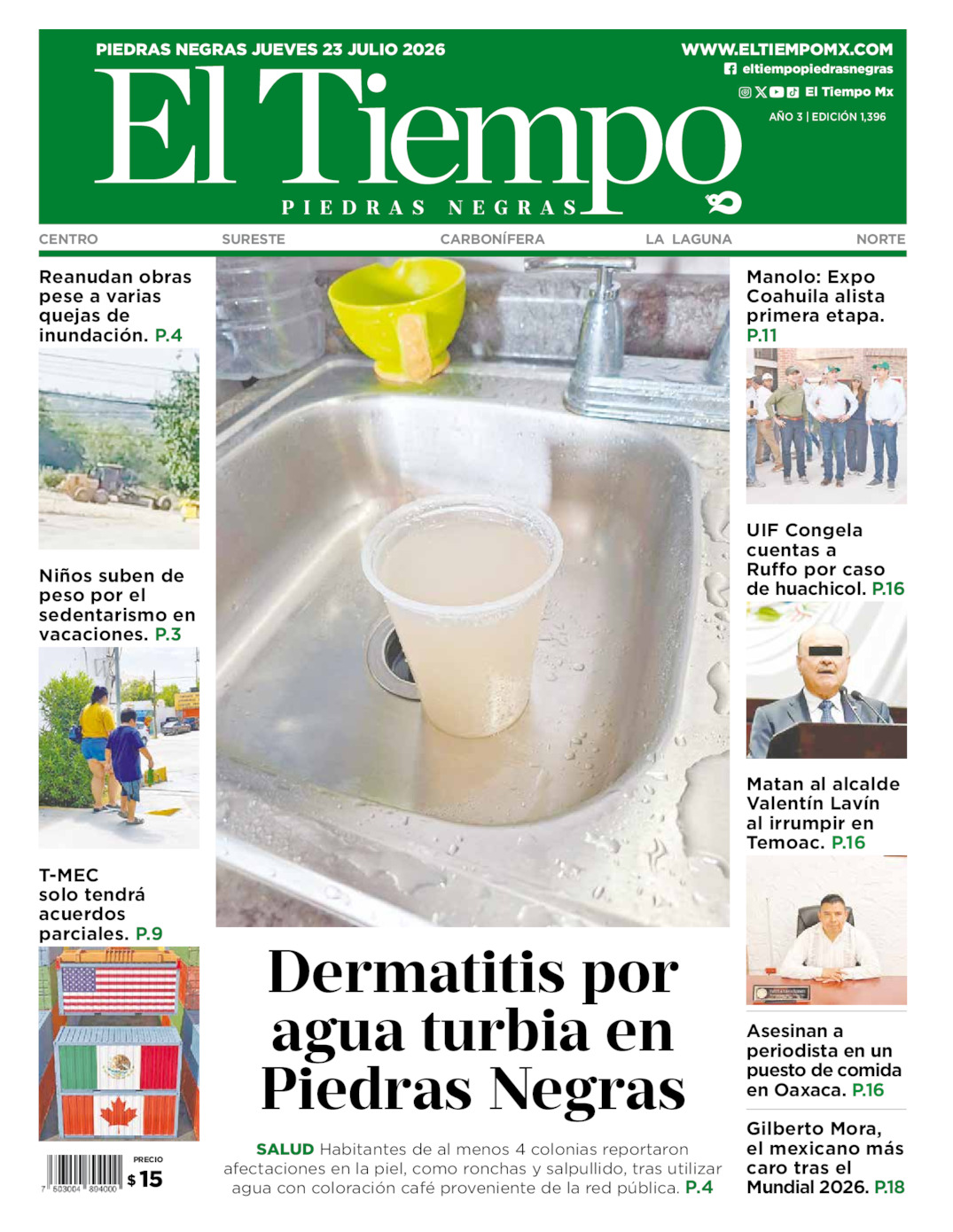 Edición impresa de El Tiempo Piedras Negras