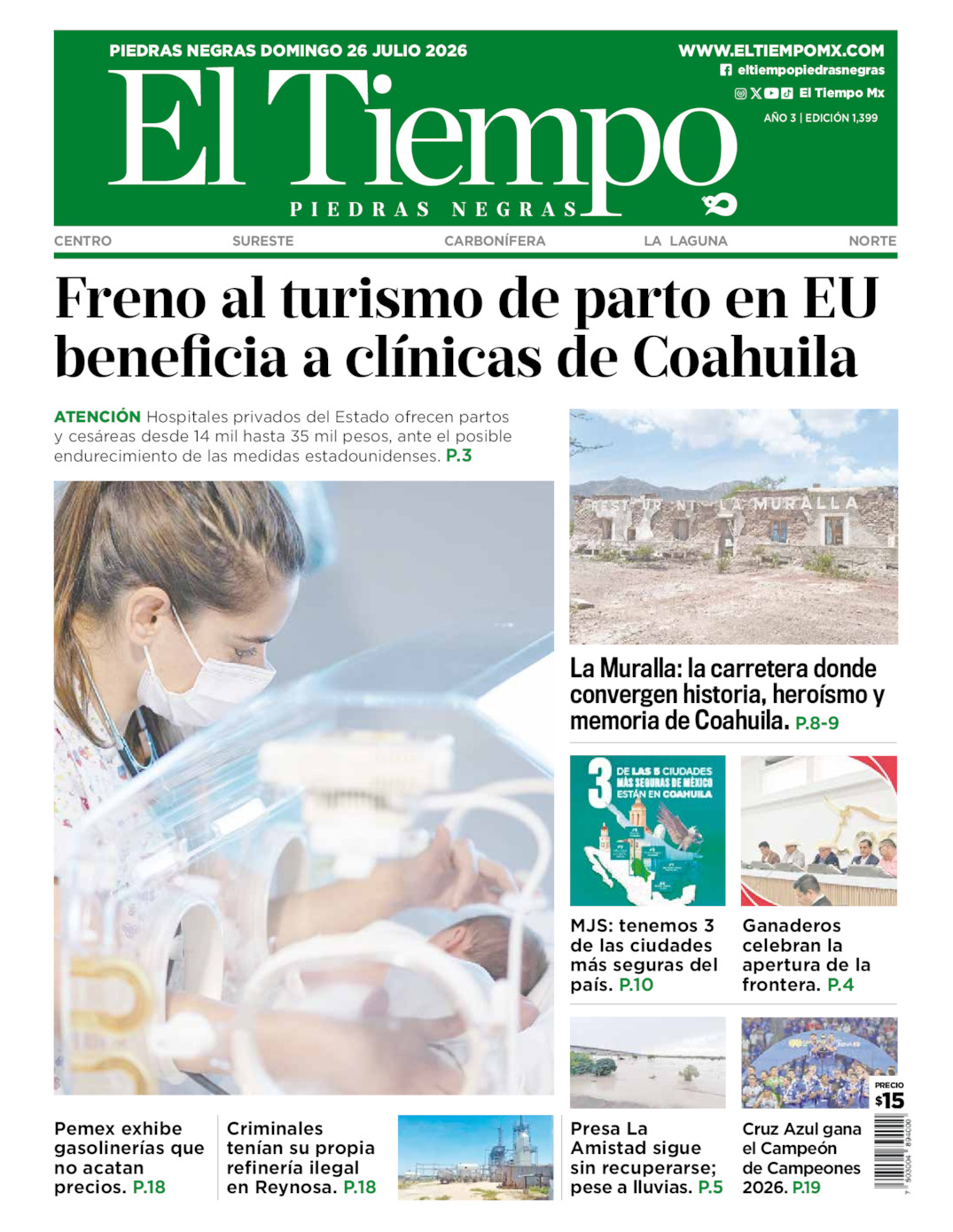 Edición impresa de El Tiempo Piedras Negras