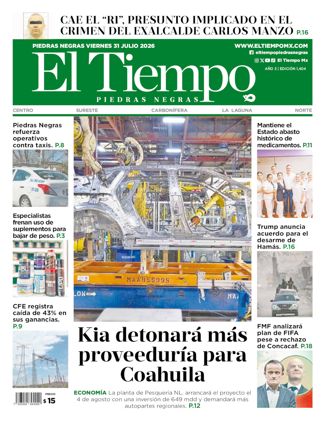 Edición impresa de El Tiempo Piedras Negras