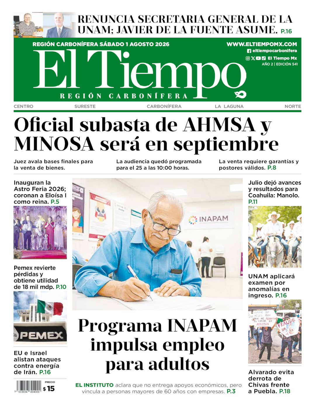 Edición impresa de El Tiempo Región Carbonífera