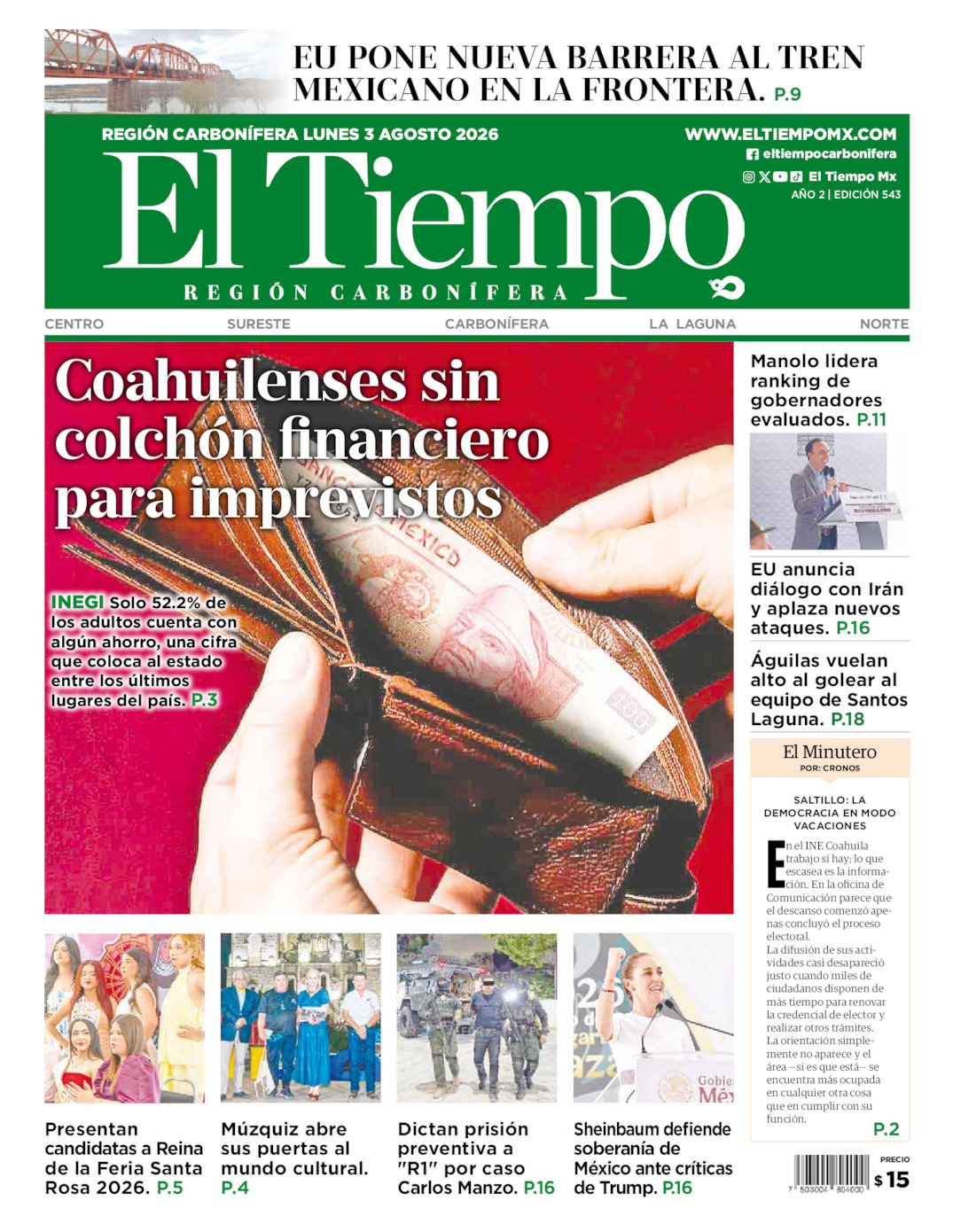Edición impresa de El Tiempo Región Carbonífera
