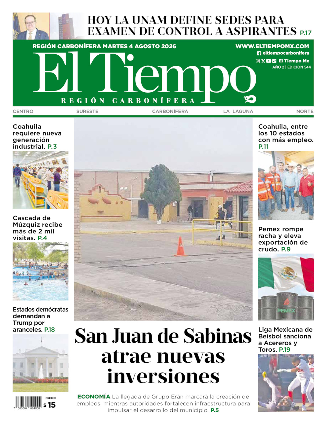 Edición impresa de El Tiempo Región Carbonífera