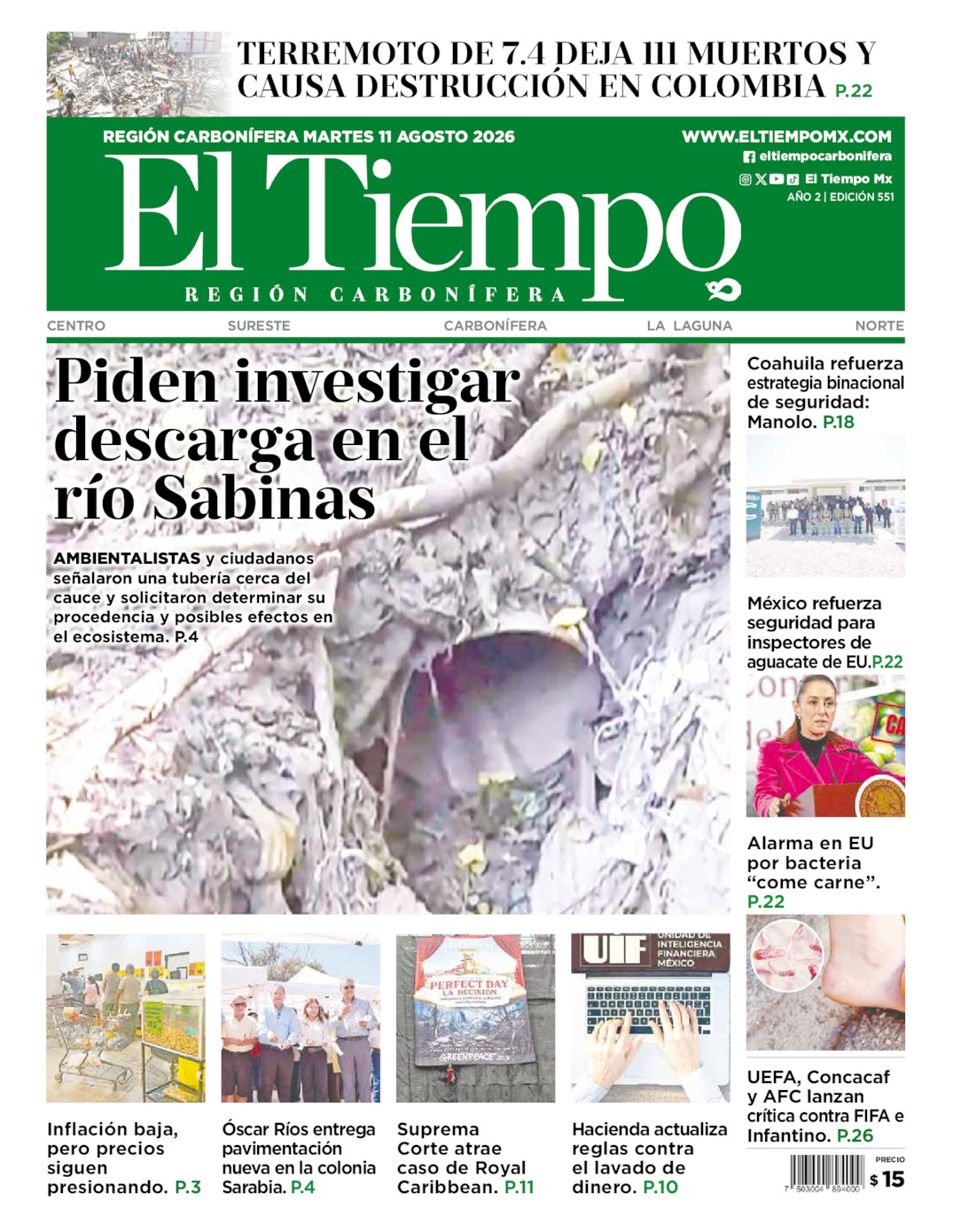 Edición impresa de El Tiempo Región Carbonífera