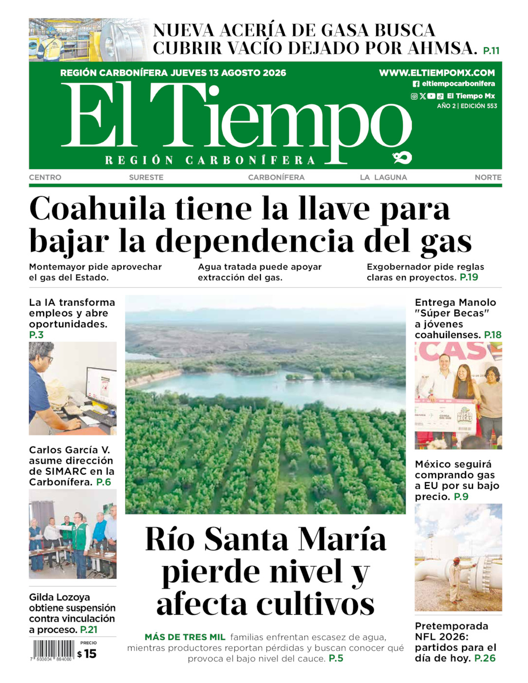 Edición impresa de El Tiempo Región Carbonífera