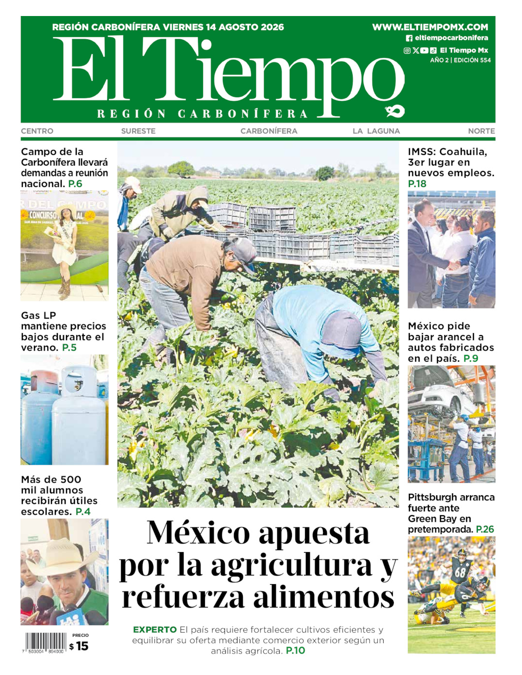 Edición impresa de El Tiempo Región Carbonífera