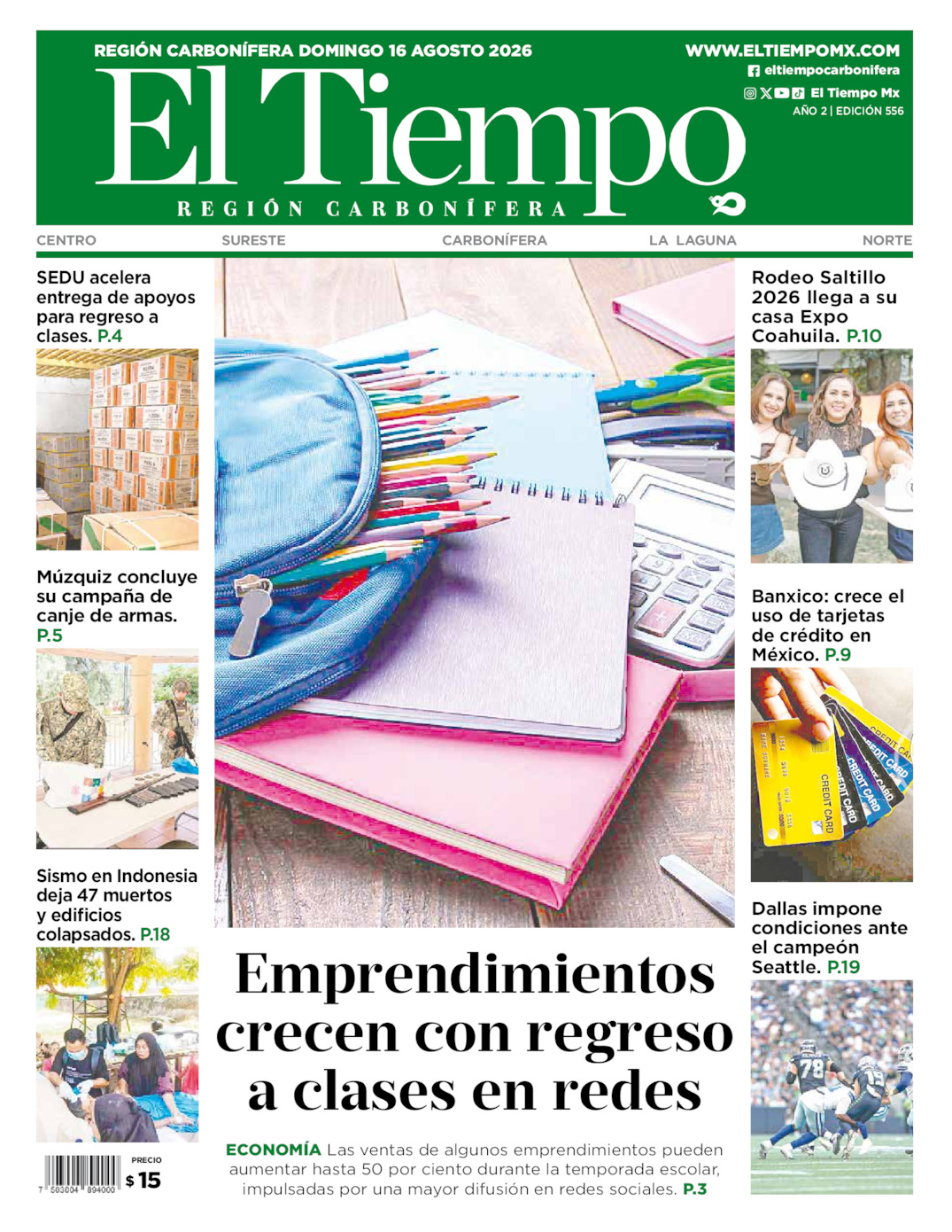 Edición impresa de El Tiempo Región Carbonífera