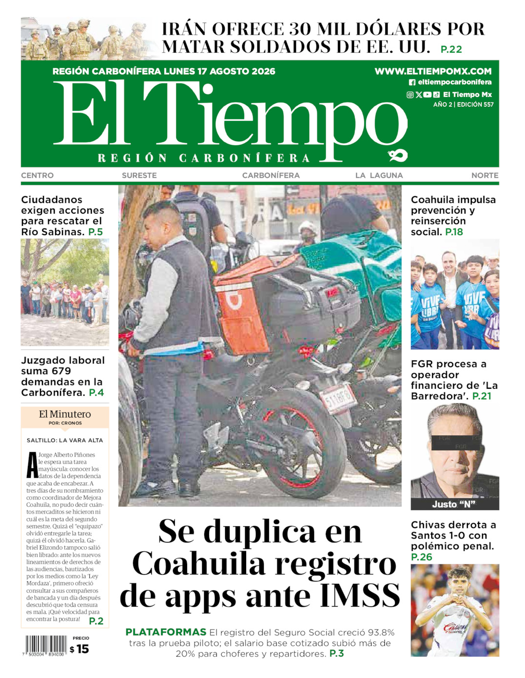Edición impresa de El Tiempo Región Carbonífera