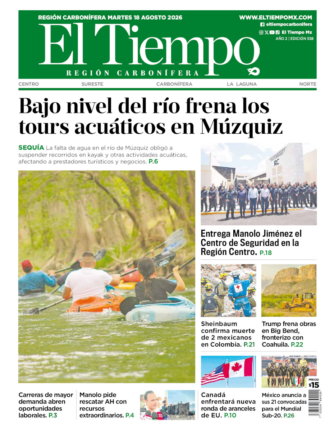 Edición impresa de El Tiempo Región Carbonífera