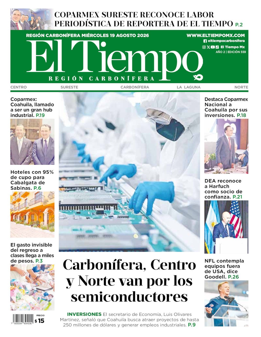 Edición impresa de El Tiempo Región Carbonífera