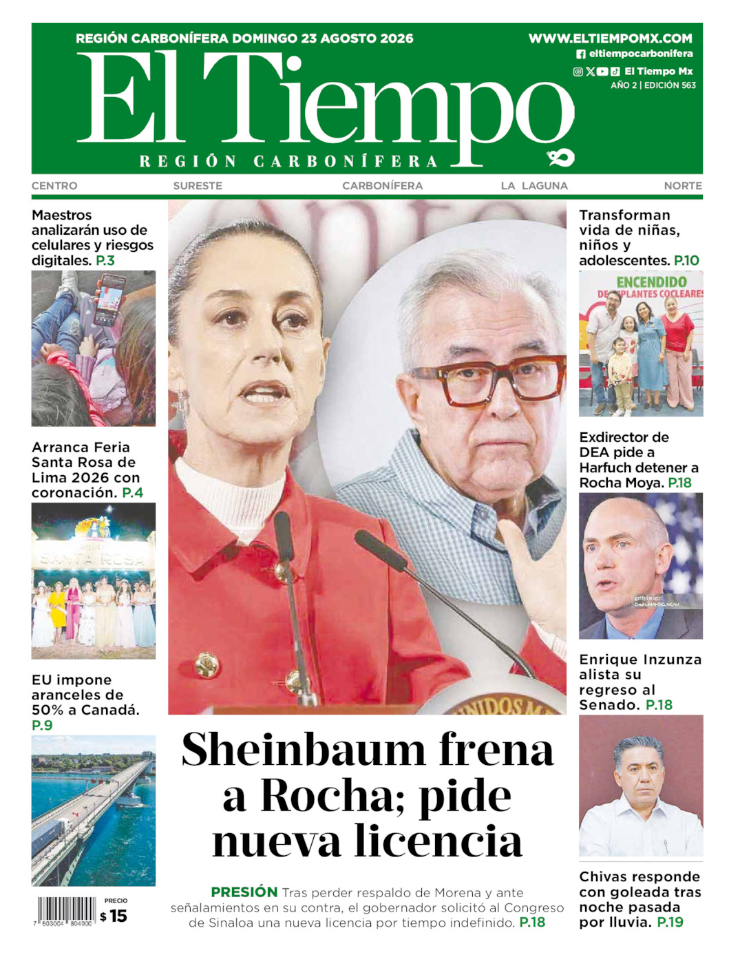 Edición impresa de El Tiempo Región Carbonífera