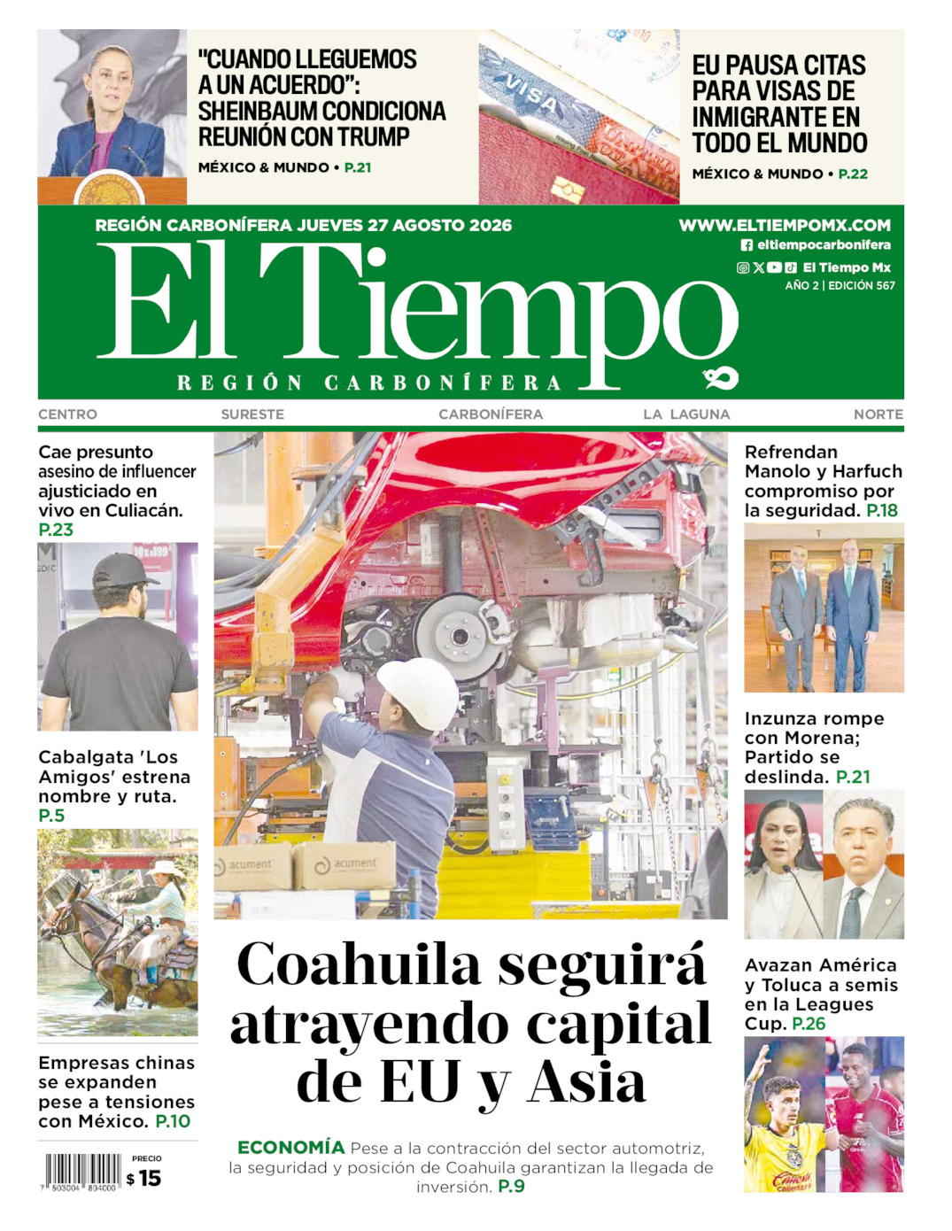 Edición impresa de El Tiempo Región Carbonífera