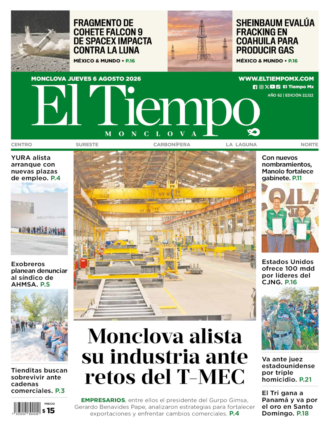Edición impresa de El Tiempo Monclova