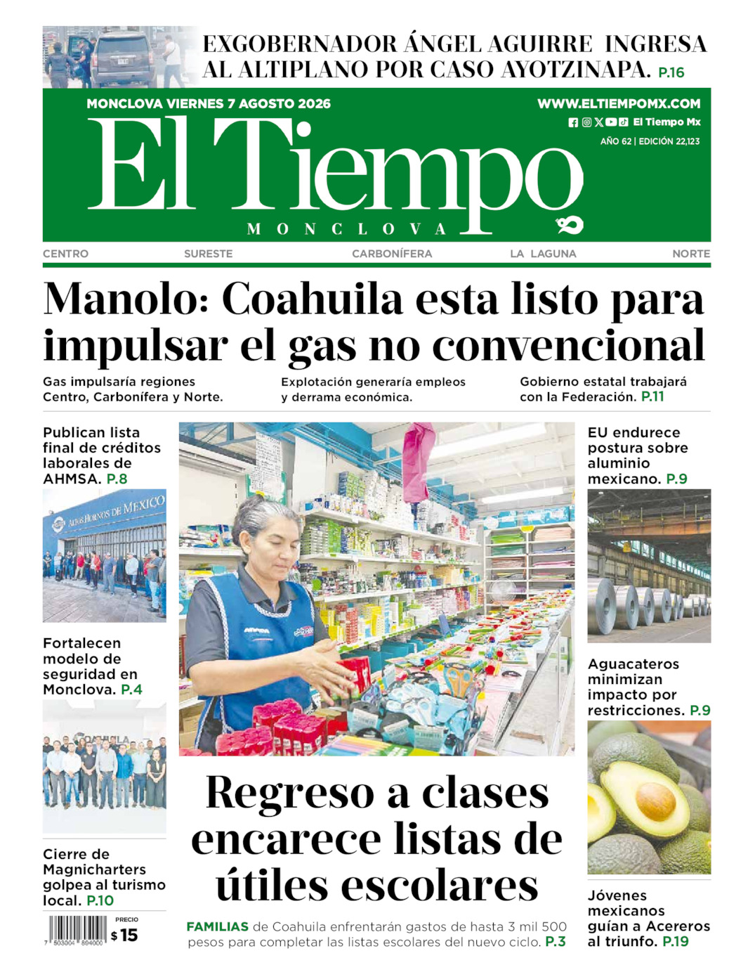 Edición impresa de El Tiempo Monclova