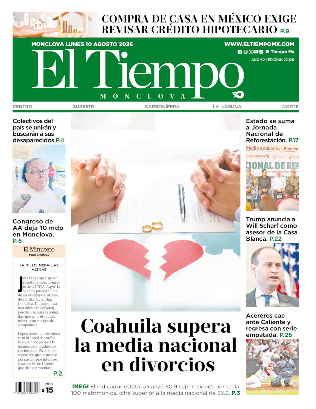 Edición impresa de El Tiempo Monclova