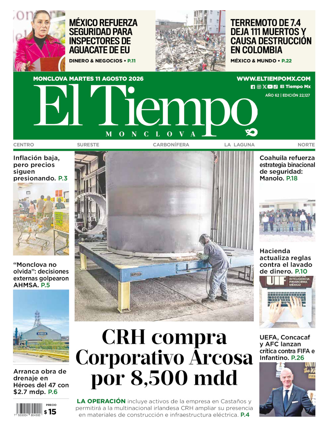 Edición impresa de El Tiempo Monclova