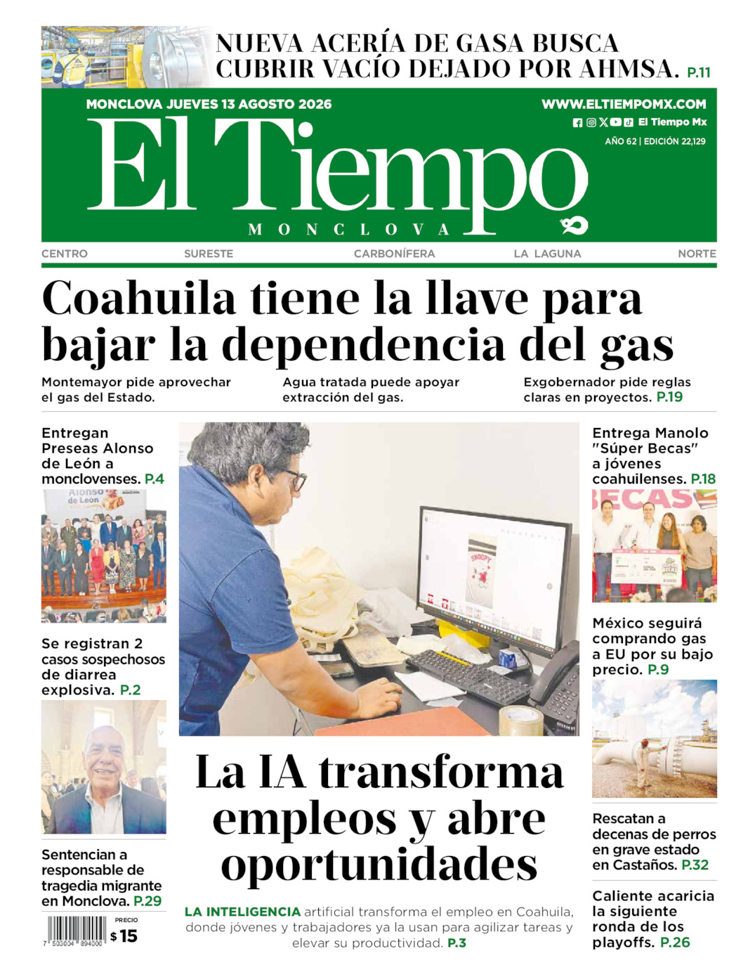 Edición impresa de El Tiempo Monclova