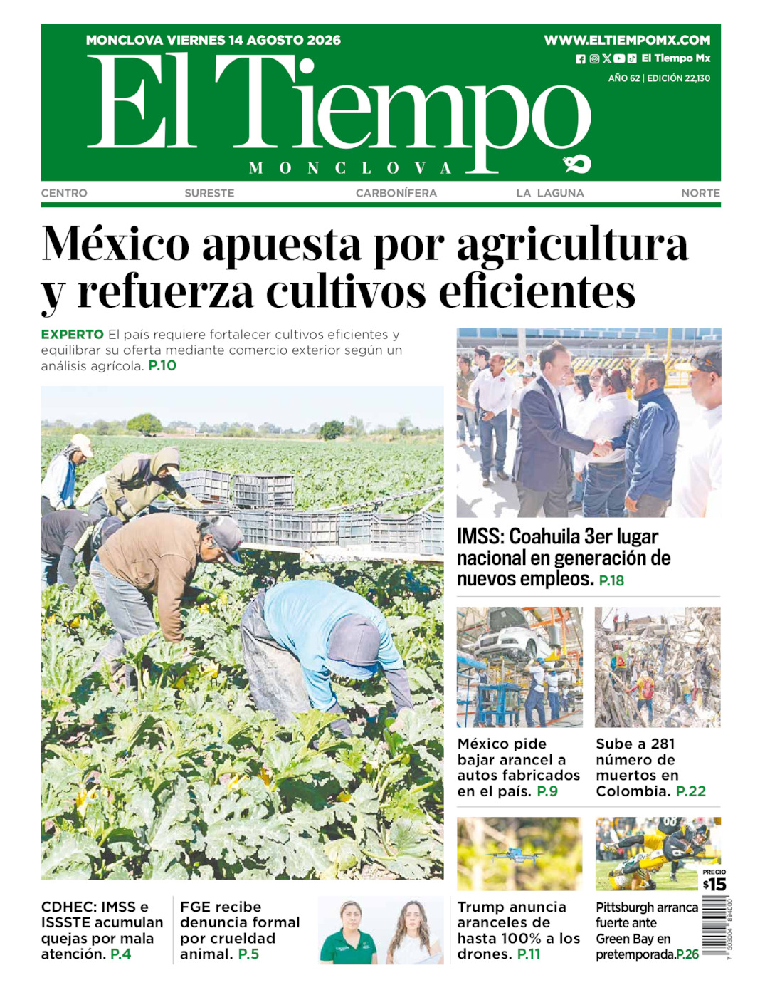 Edición impresa de El Tiempo Monclova